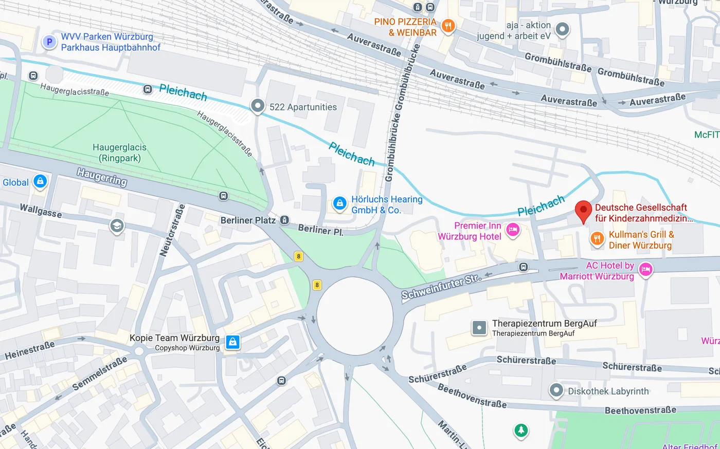 Karte: Standort der DGKiZ-Geschäftsstelle in Würzburg